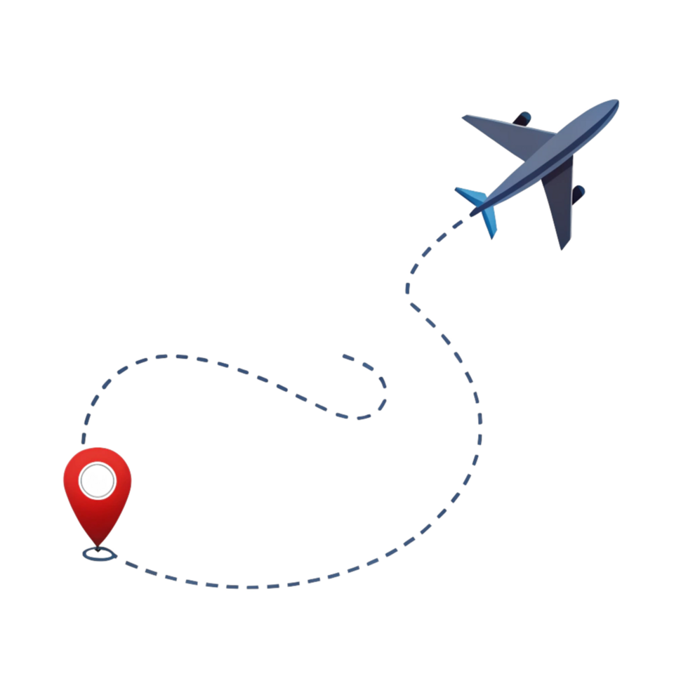 3d air plane travel clip art path is isolated on transparent background png