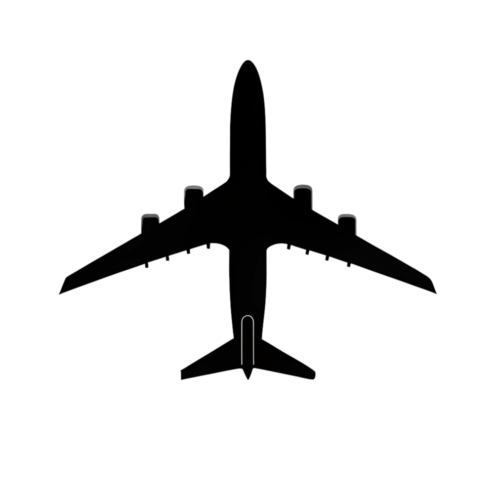 3d silhouette air plane is isolated on transparent background png