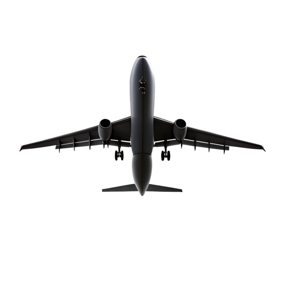 silhouette air plane is isolated on transparent background png