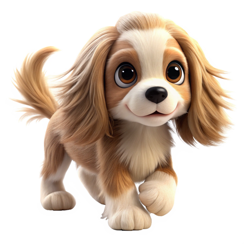 beautiful puppy with long hair is walking is isolated on transparent background png