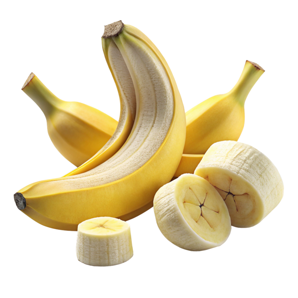 banana pieces is isolated on transparent background png