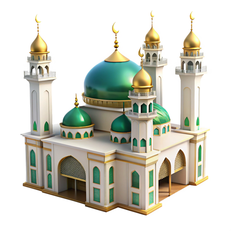 3d mosque is isolated on transparent background png