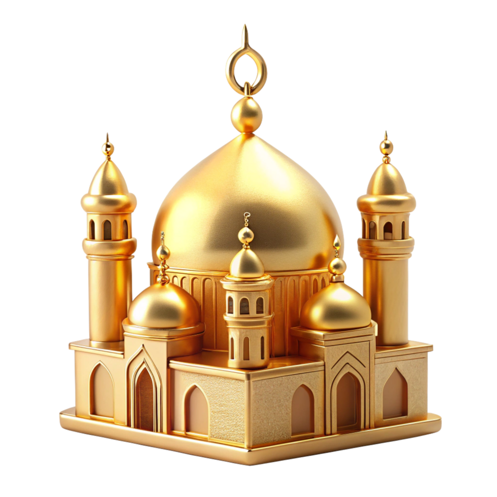 beautiful golden mosque is isolated on transparent background png