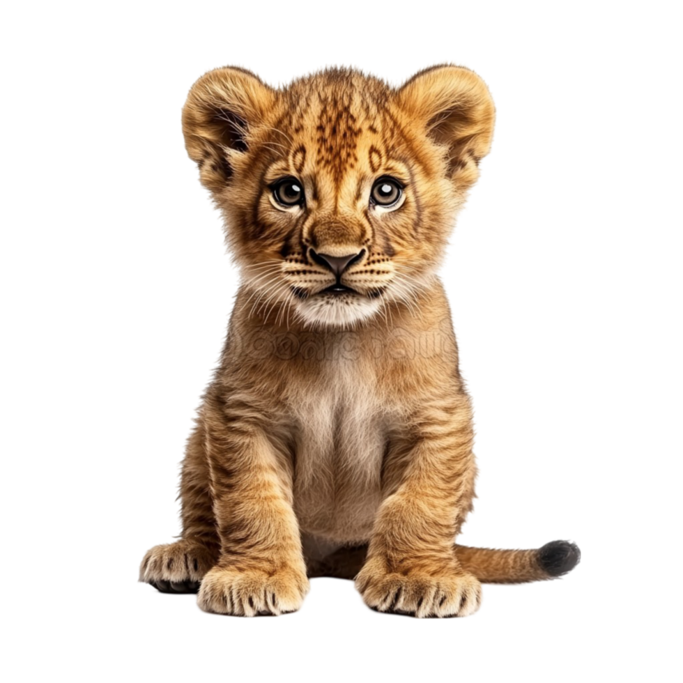 Cute Baby Lion Sitting and Looking Around png