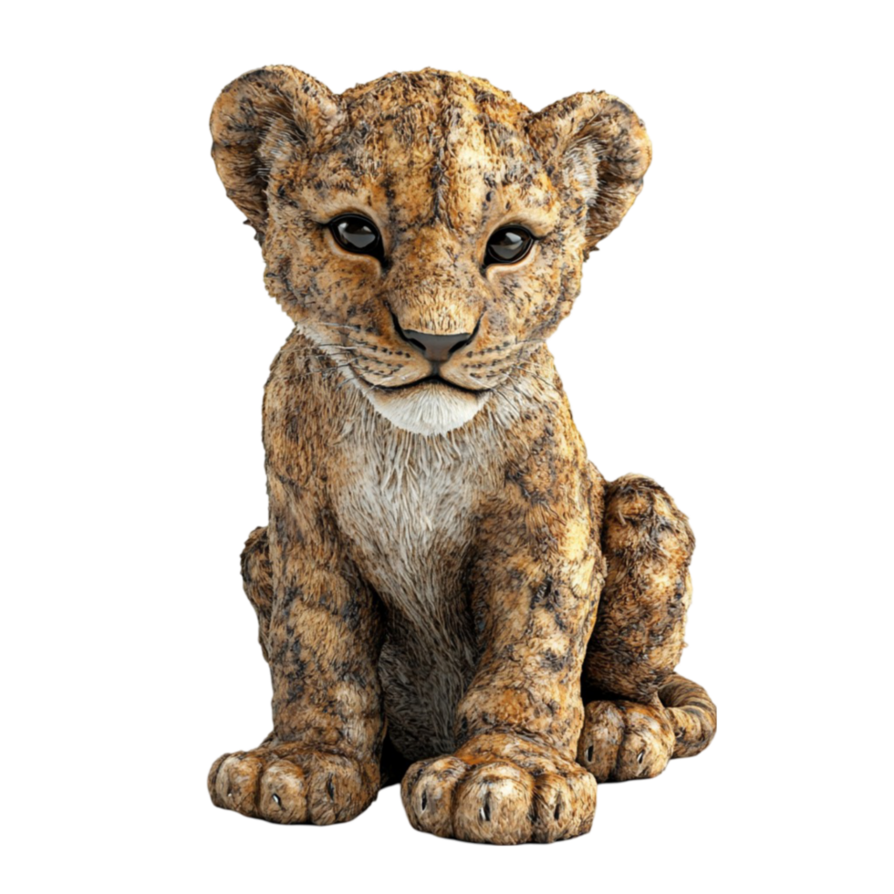 Adorable Lion Cub Sitting on a Transparent Background png