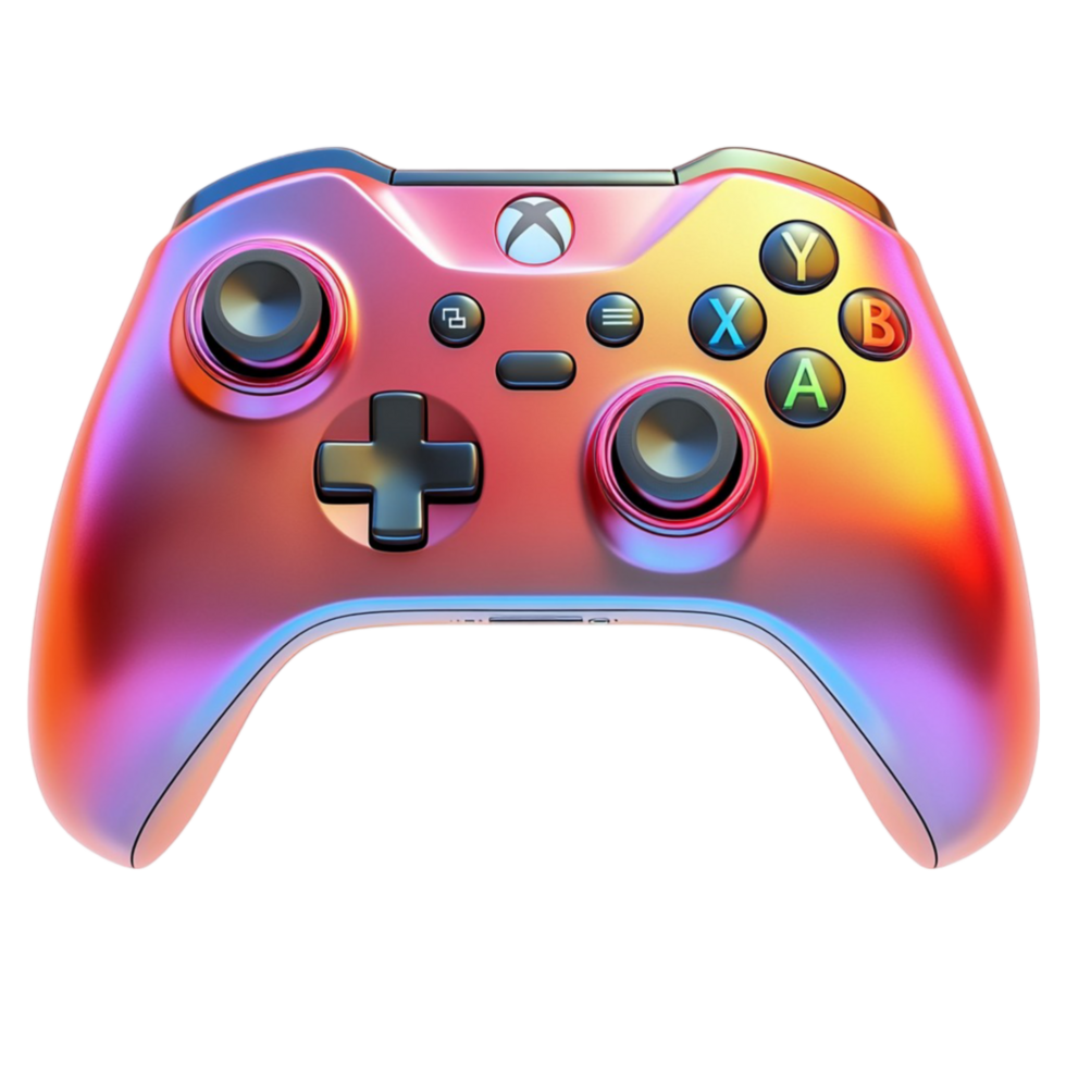 Vibrant Rainbow Gaming Controller with Bold Colors png