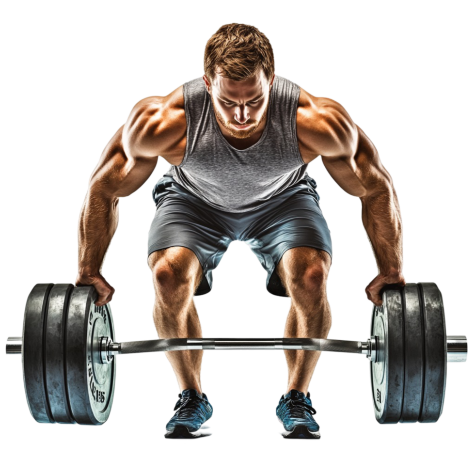 Man Performing a Barbell Squat with Perfect Form png