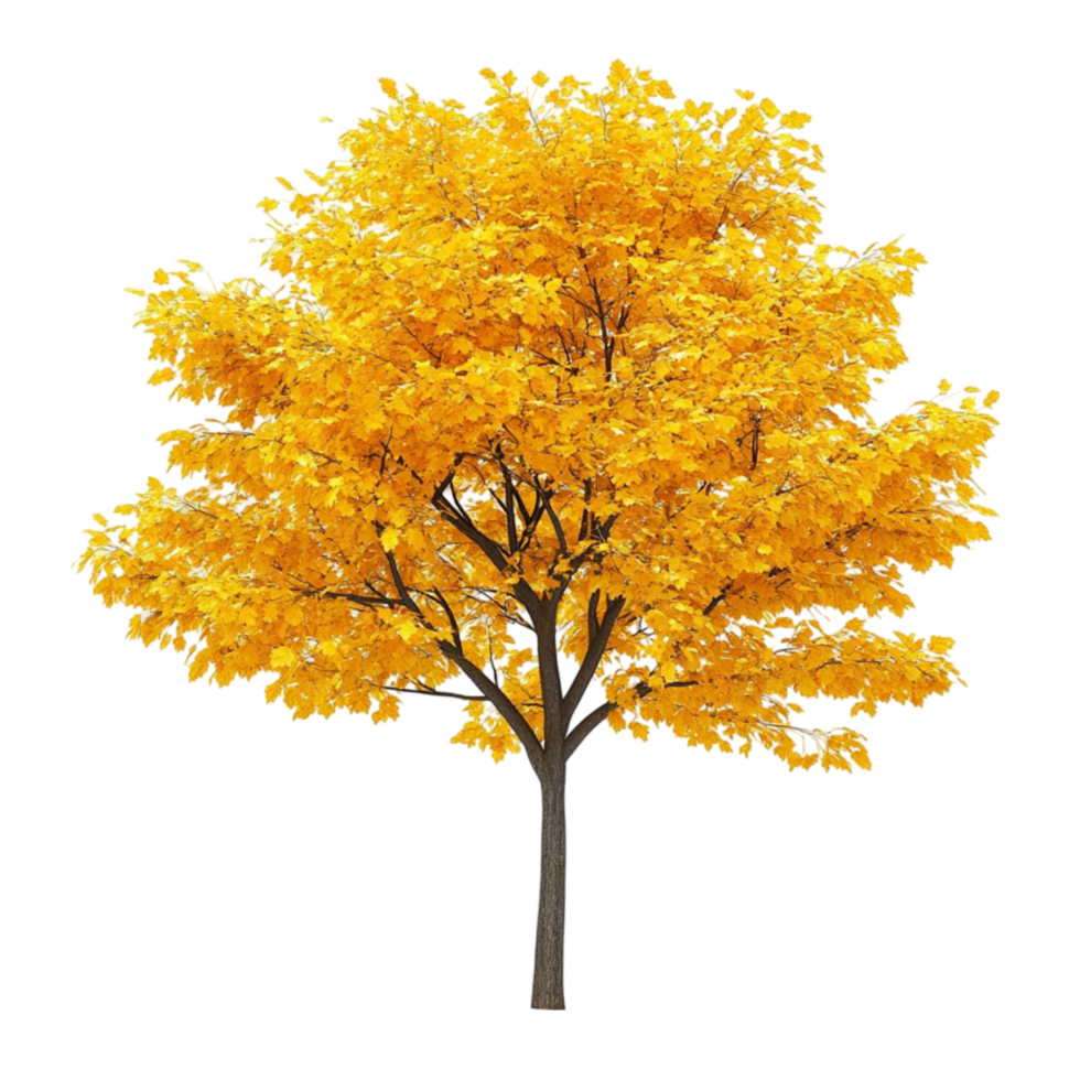A yellow tree is shown against a Transparent background png
