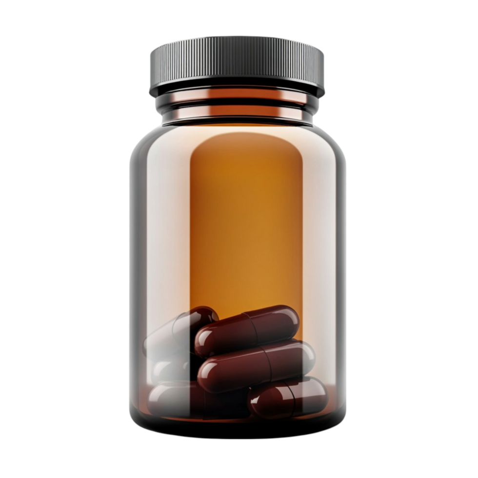 Medical Pill Bottle with Capsules on a Transparent Background png