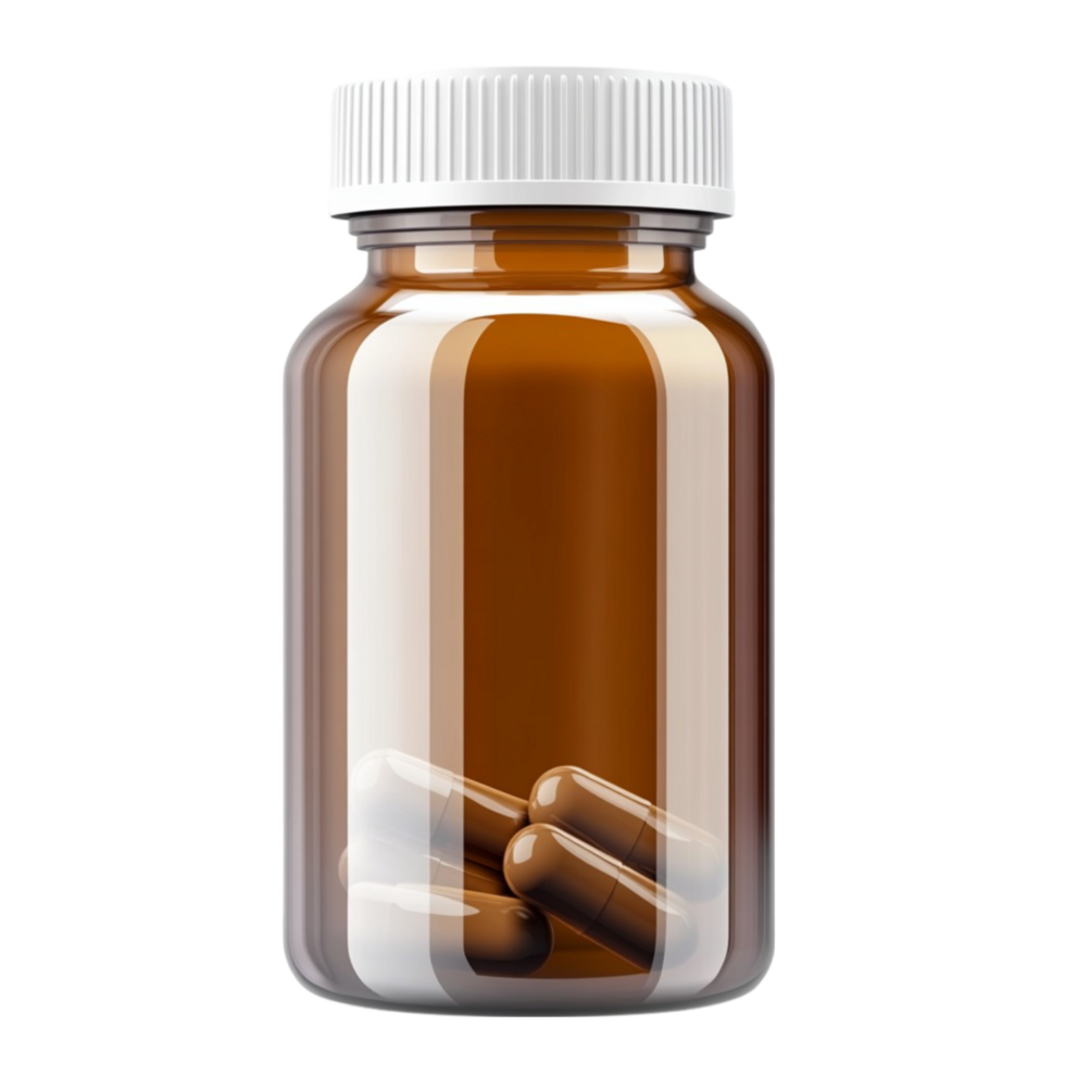 Prescription Medicine Bottle with Pills on a Transparent Background png