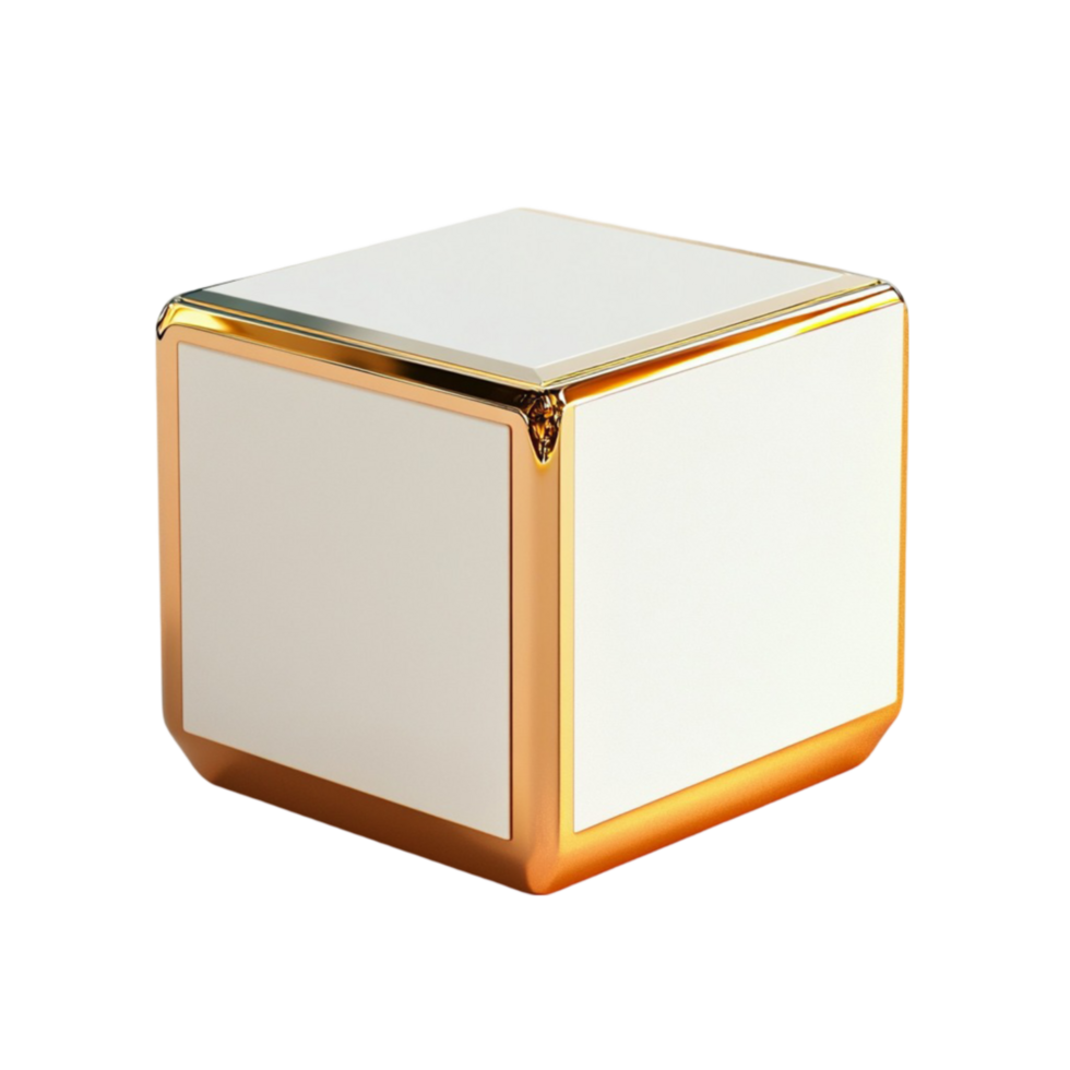A white and gold cube with a gold trim png