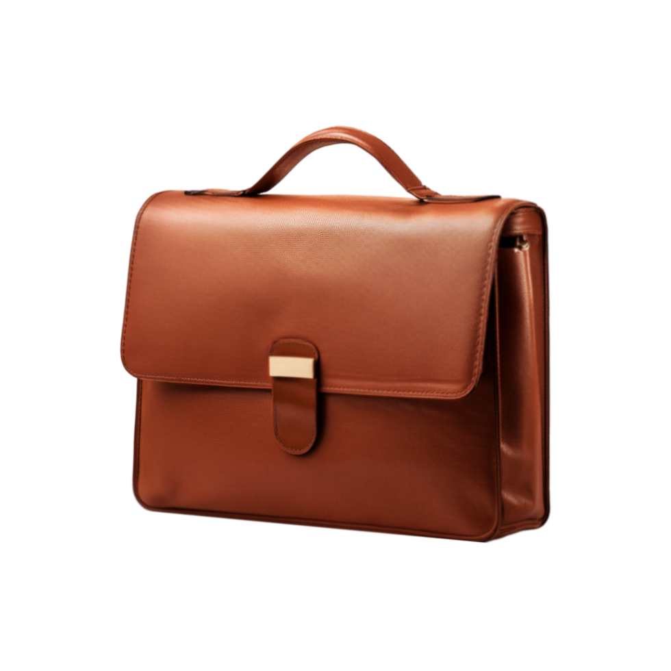 Leather office bag on transparent background png