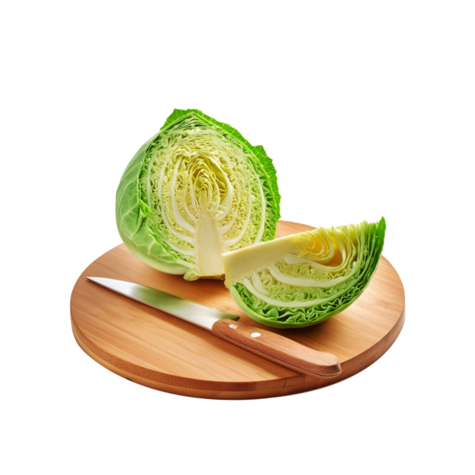 Cabbage vegetable with chopping board on transparent background png