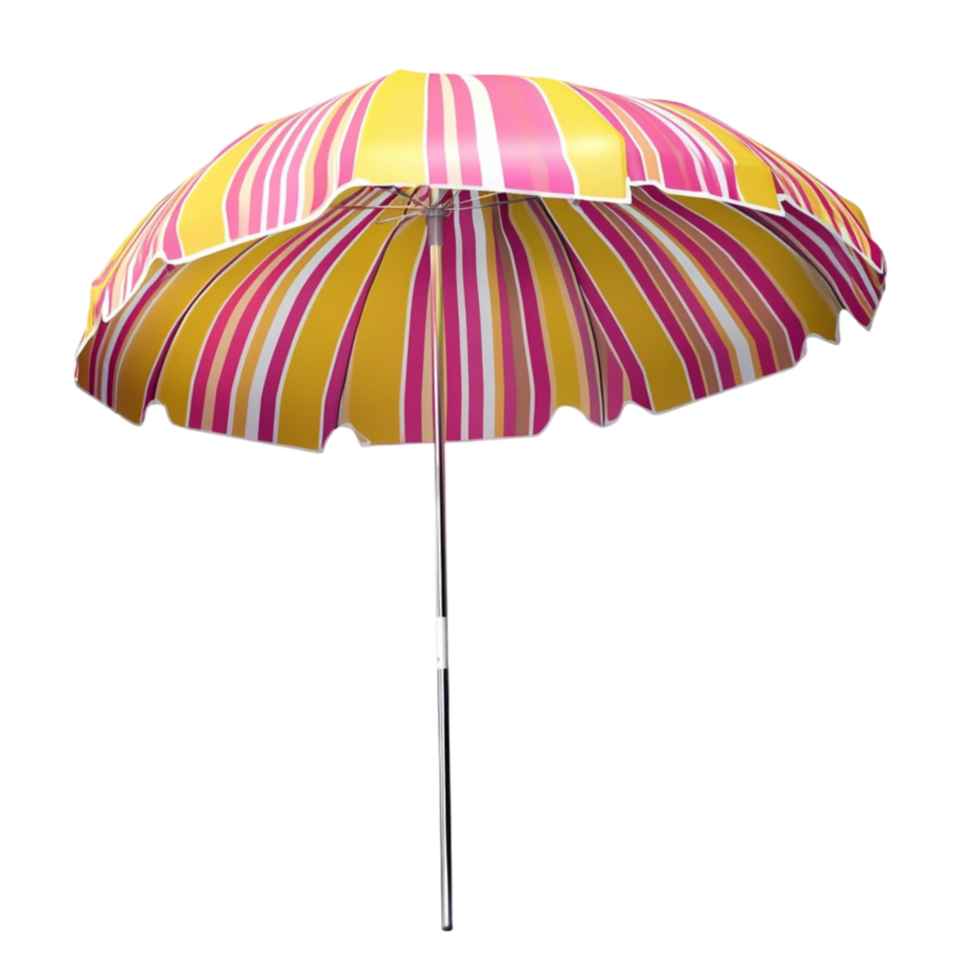 Elegant Beach Umbrella with Stripes on Transparent Background png