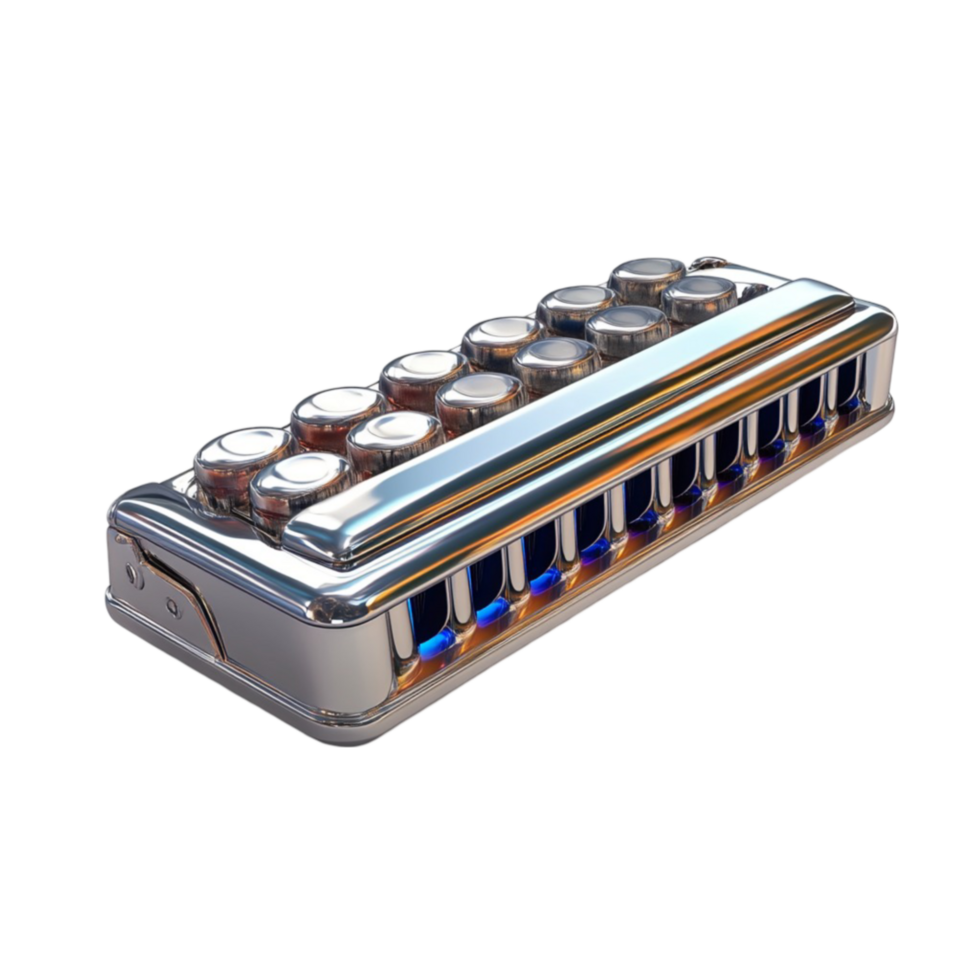 Harmonica with Six Buttons on Transparent Background png