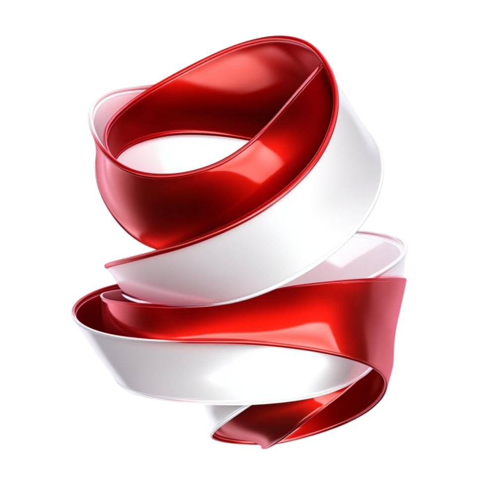 Metallic Red Ribbon on Transparent Background png
