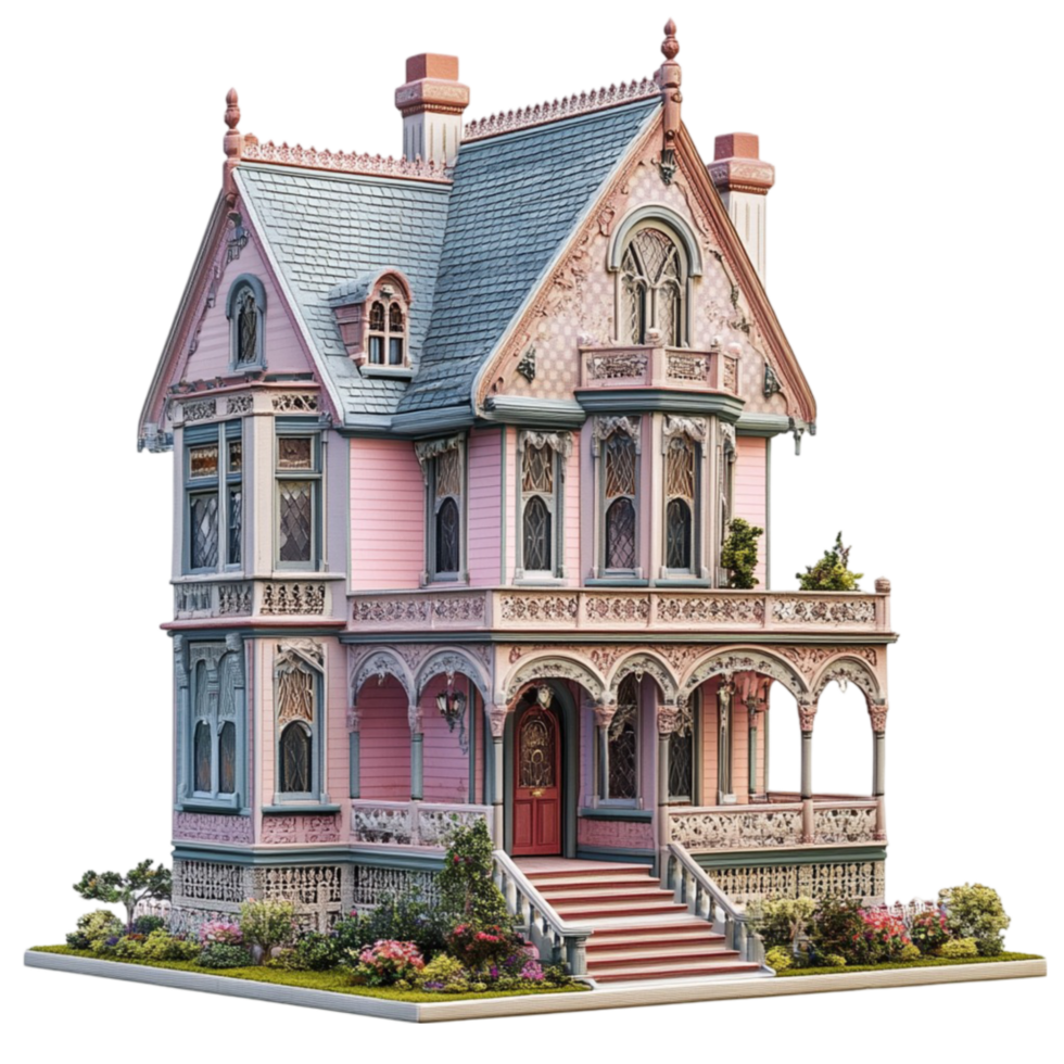 Beautiful Victorian House Illustration on Transparent Background png