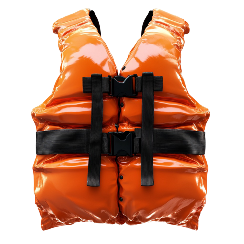 Orange Inflatable Life Vest on Transparent Background png