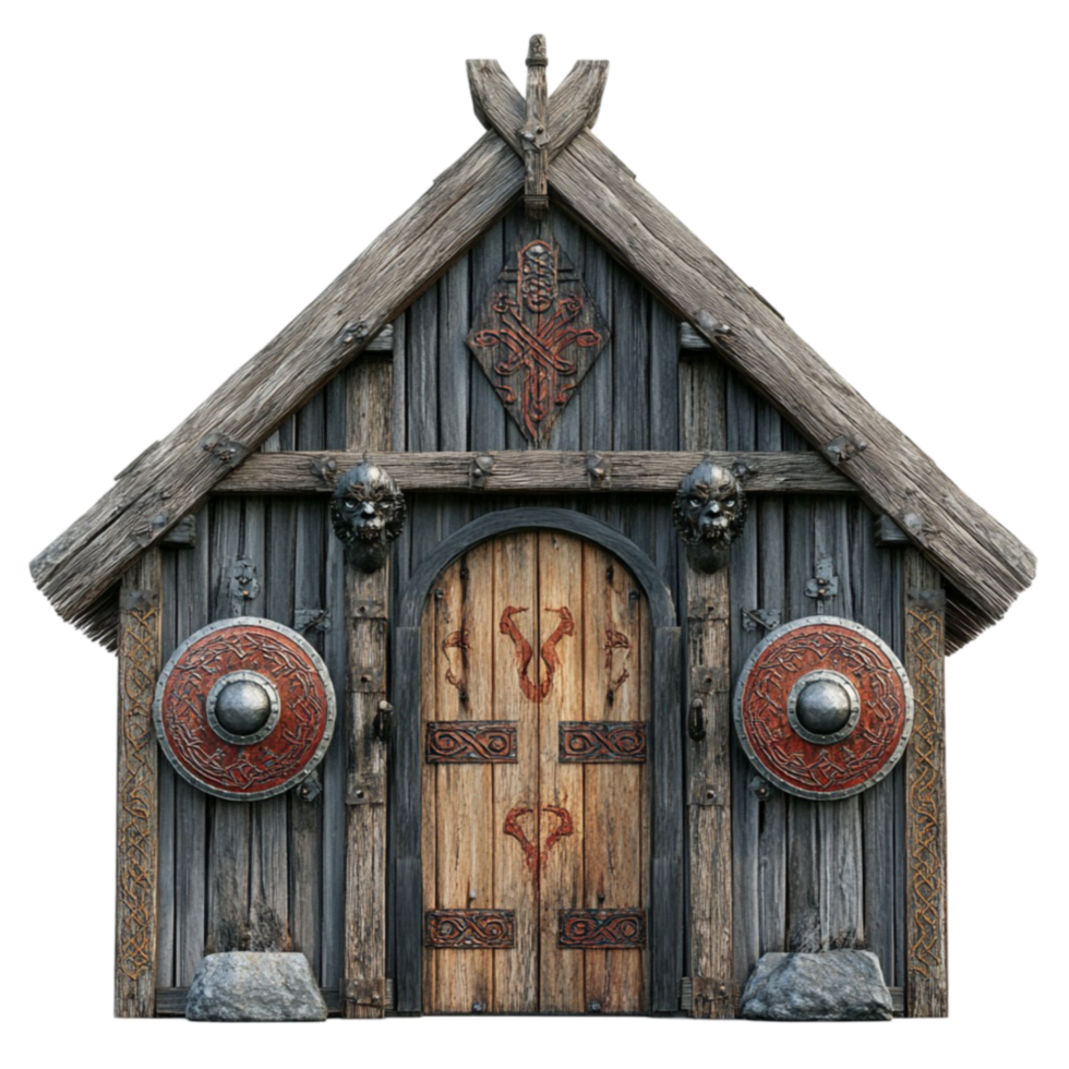 Handmade Wooden Cabin with Rustic Style on Transparent Background png