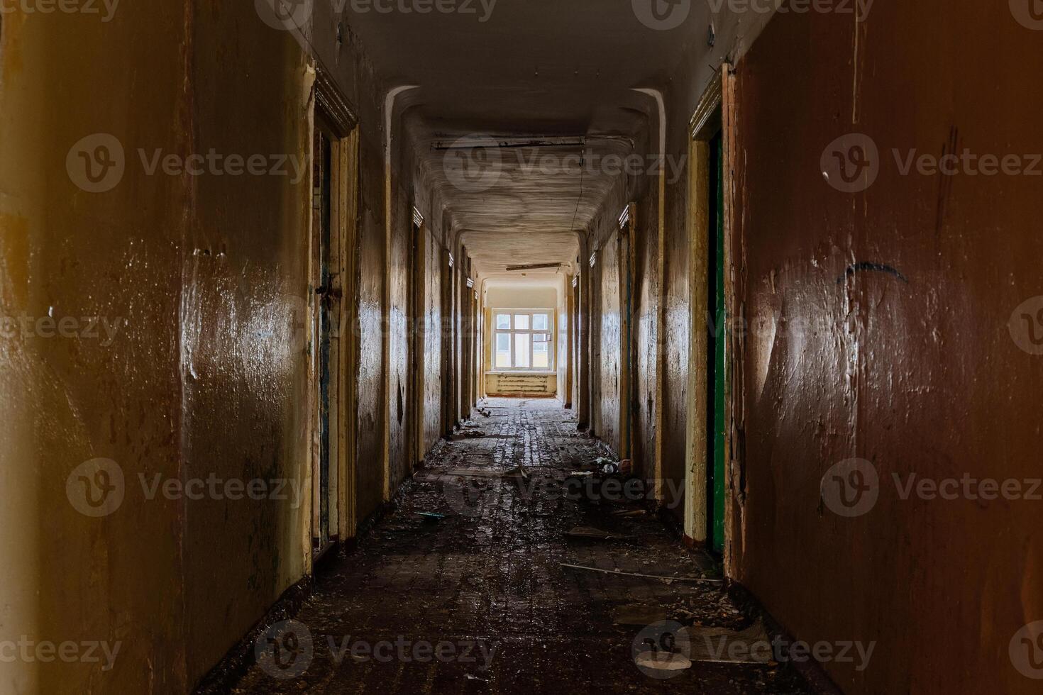 Corridor of old abandoned building photo