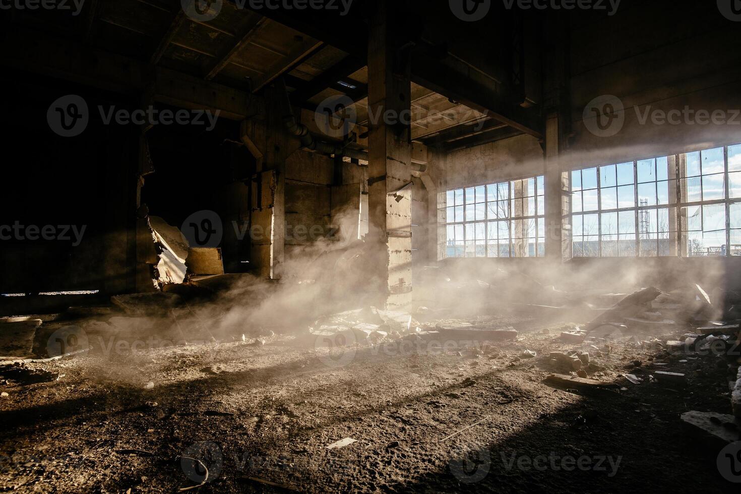Old broken empty abandoned building interior photo