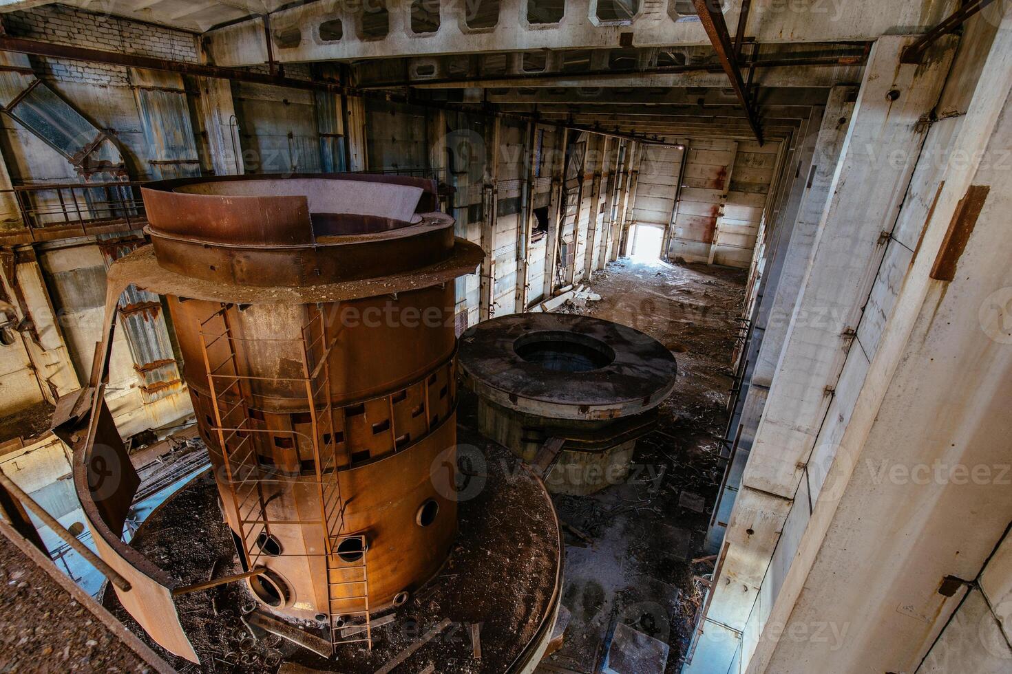 Old broken empty abandoned industrial building photo