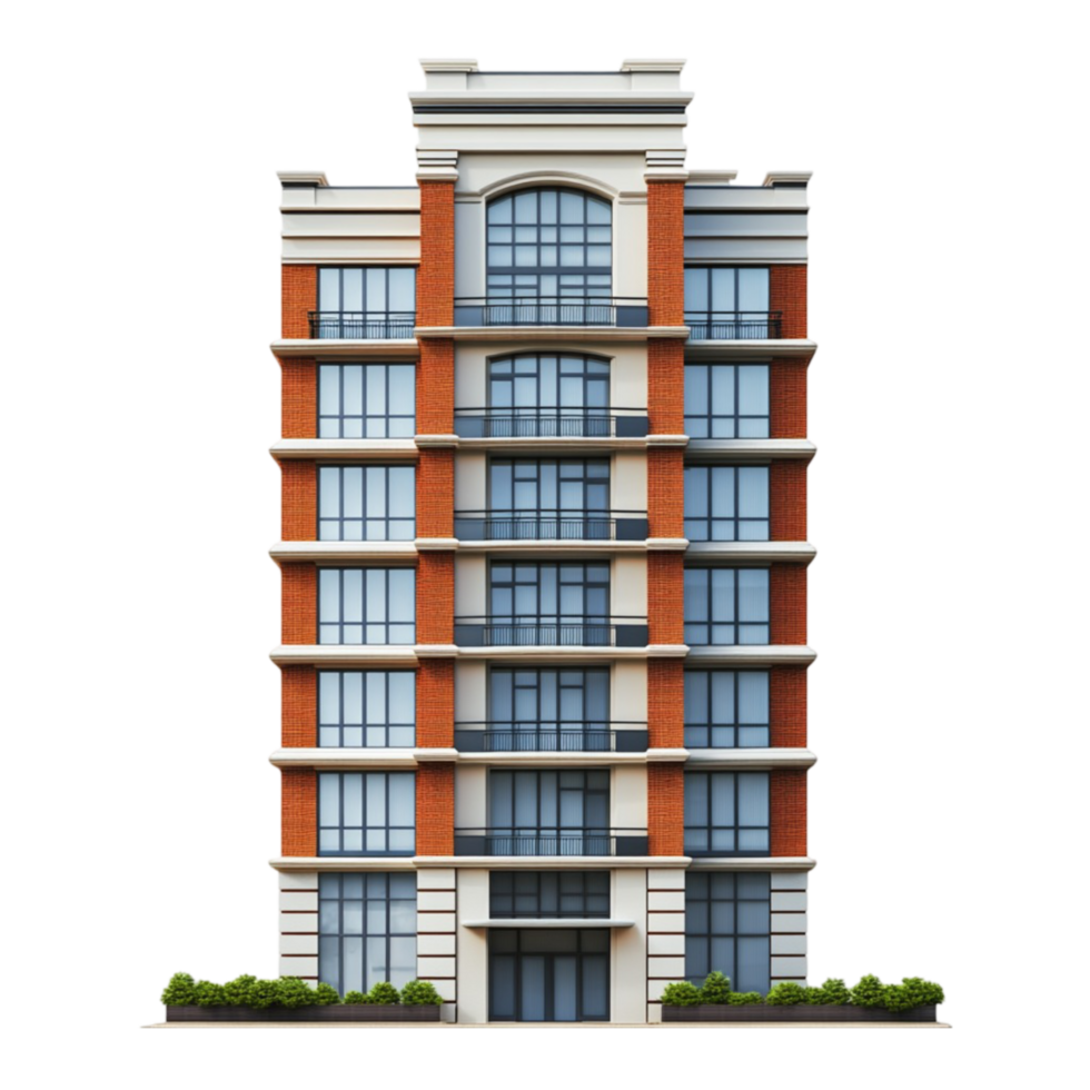 Modern High-Rise Building on Transparent Background png