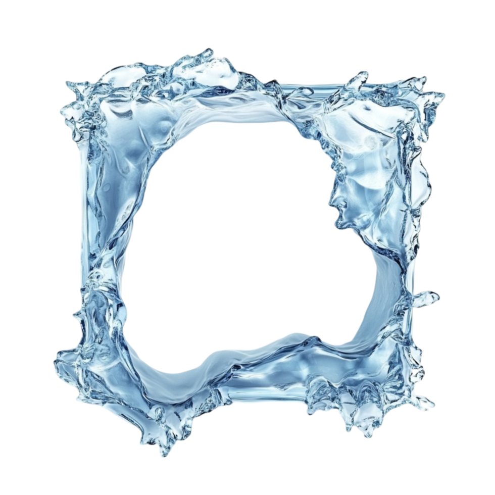 Aqua Water Splash Wreath on Transparent Background png