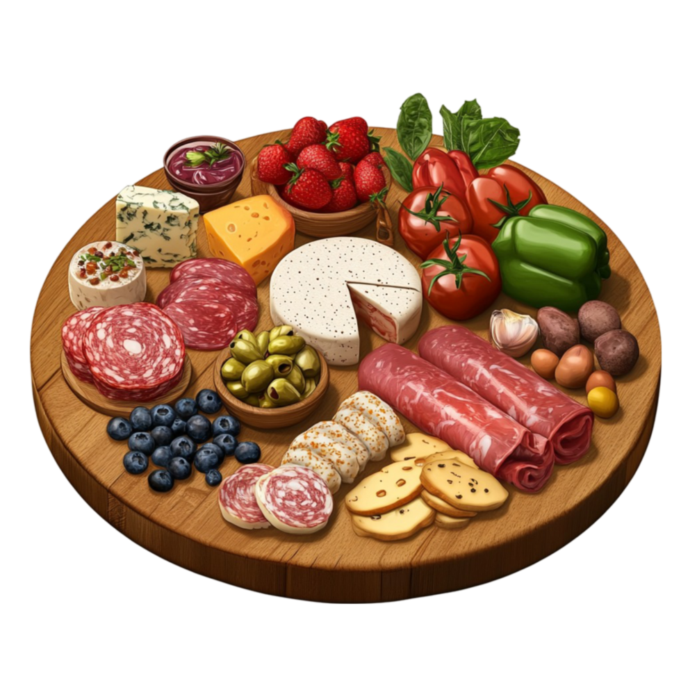 Platter with Assorted Food on Transparent Background png