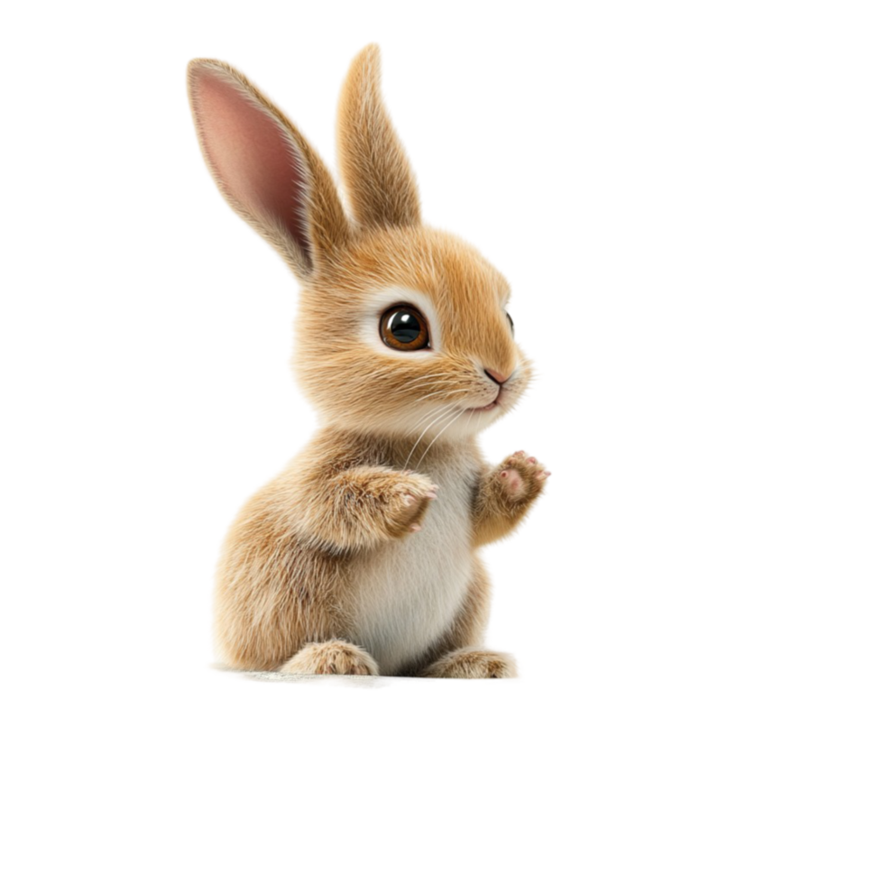 Cute Brown Rabbit on Transparent Background png