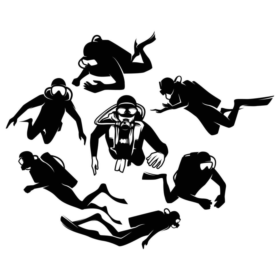 Scuba Diving Silhouette logo design illustration vector