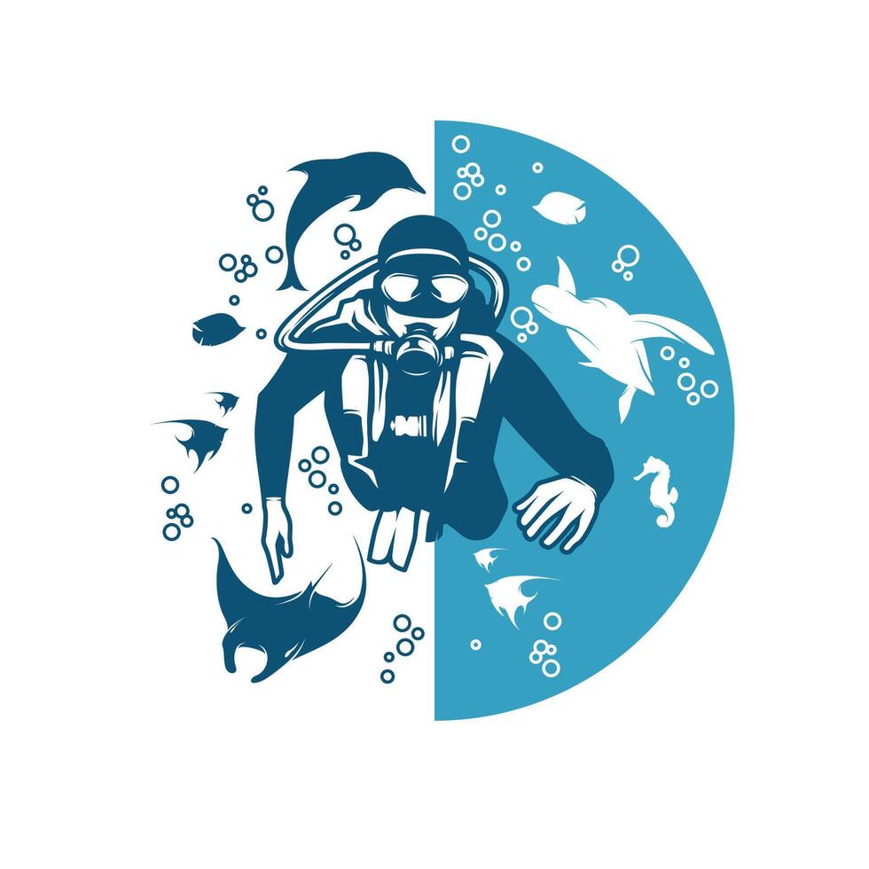 Scuba Diving logo design illustration vector