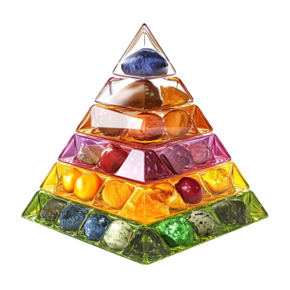 Quirky Food Pyramid with Various Ingredients on Transparent Background png