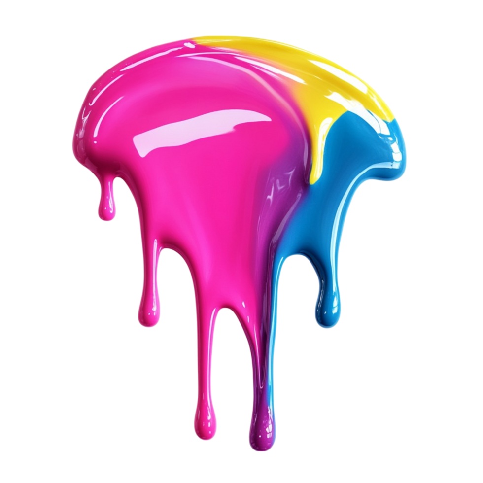 Elegant Paint Drip with Vibrant Colors on Transparent Background png