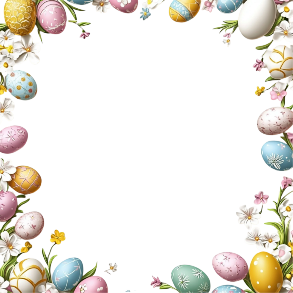 Pastel Easter Egg Wreath with Flowers on Transparent Background png