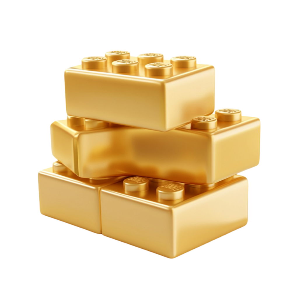 Stacked Gold Bars with Gold Bricks on Transparent Background png