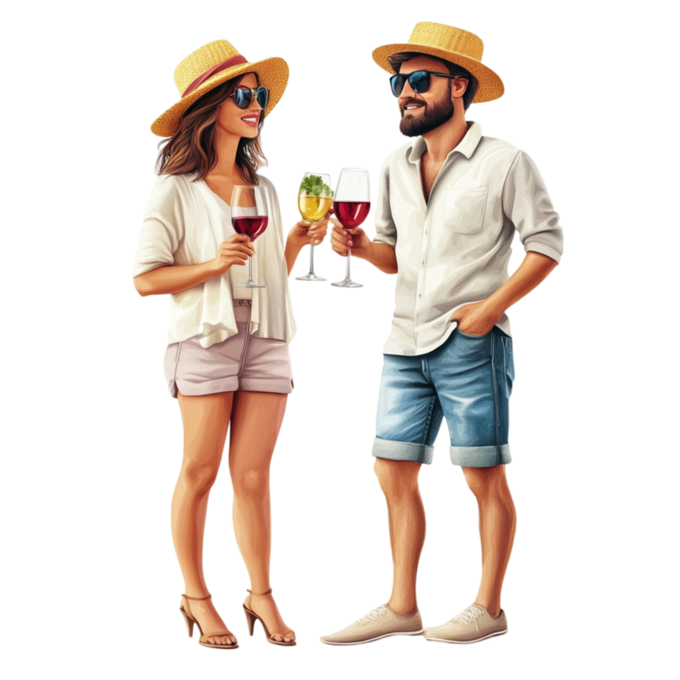 Affectionate Couple toasting Wine Glasses on Transparent Background png