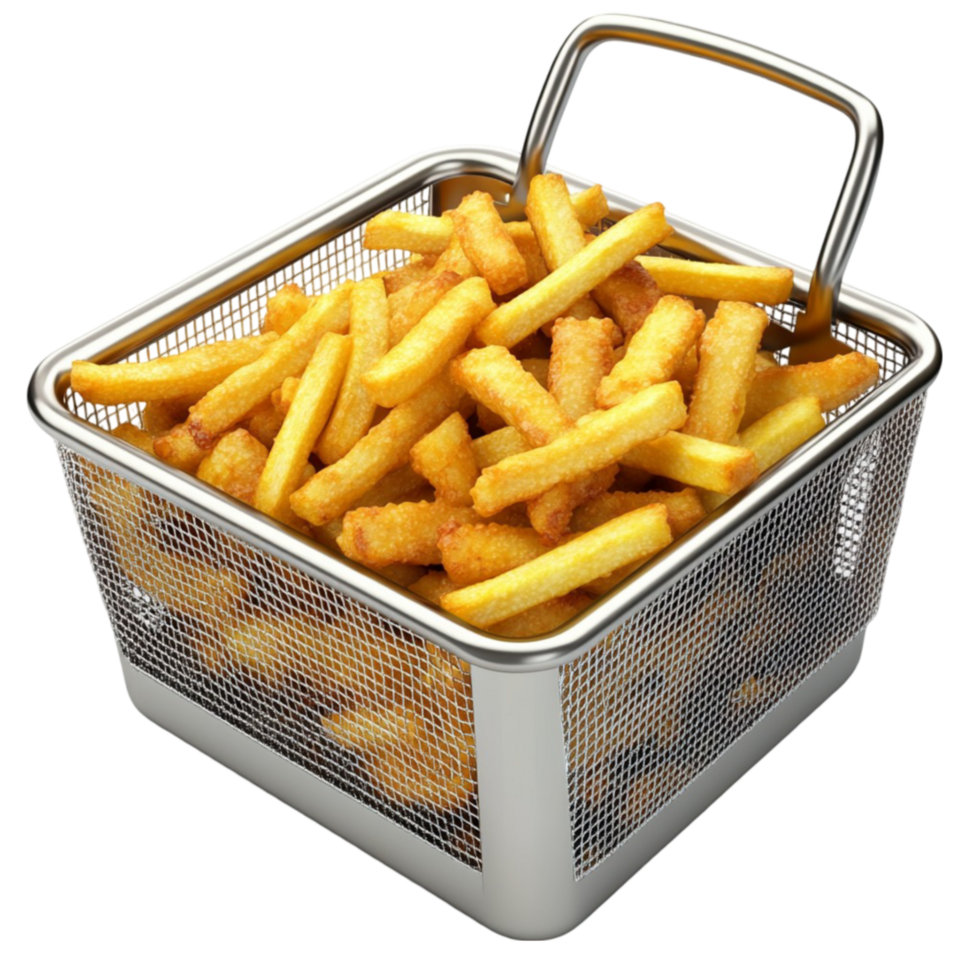 Crispy French Fries Basket on Transparent Background png