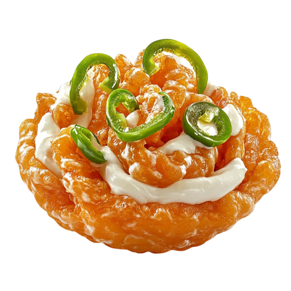 Crispy Jalapeno Topped Onion Rings on Transparent Background png