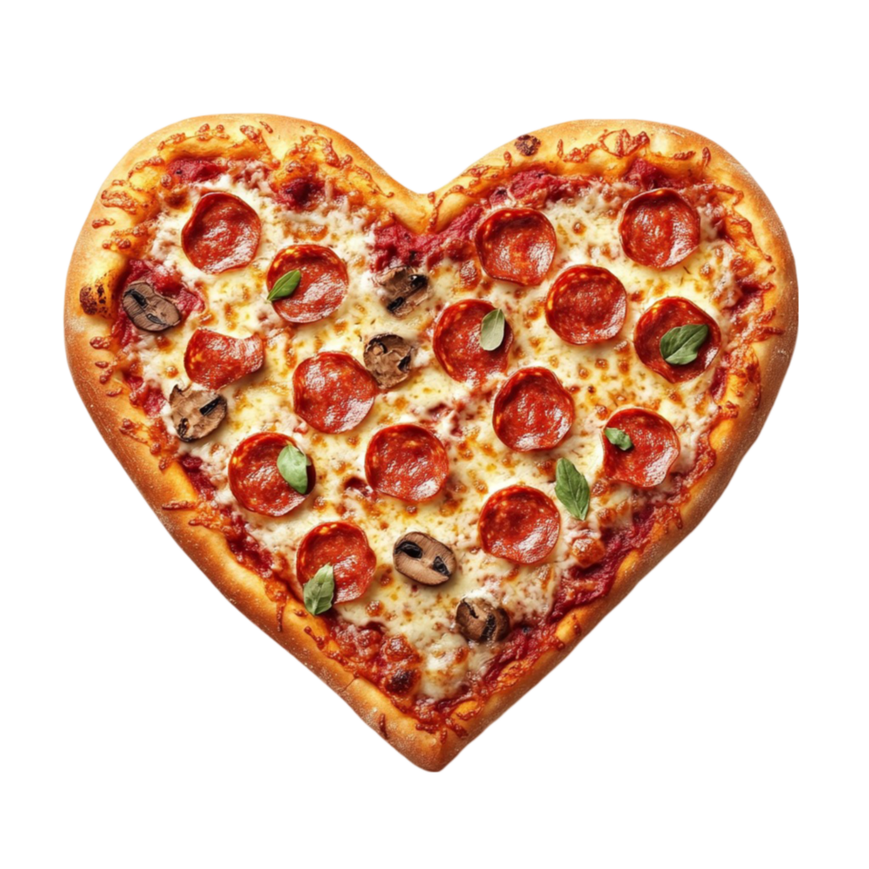 Heart Shaped Pizza on Transparent Background png