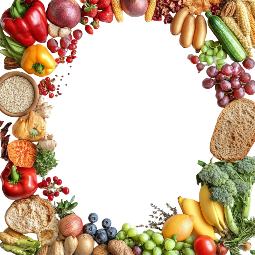 Money and Food Border Frame on Transparent Background png