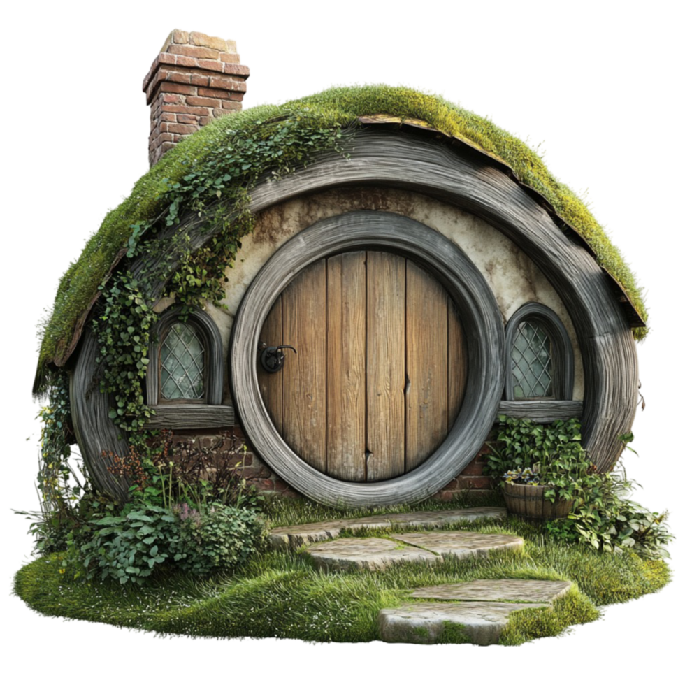 Hobbit House Fantasy Cottage on Transparent Background png