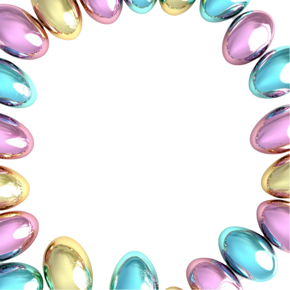 Pastel Easter Egg Border Design on Transparent Background png