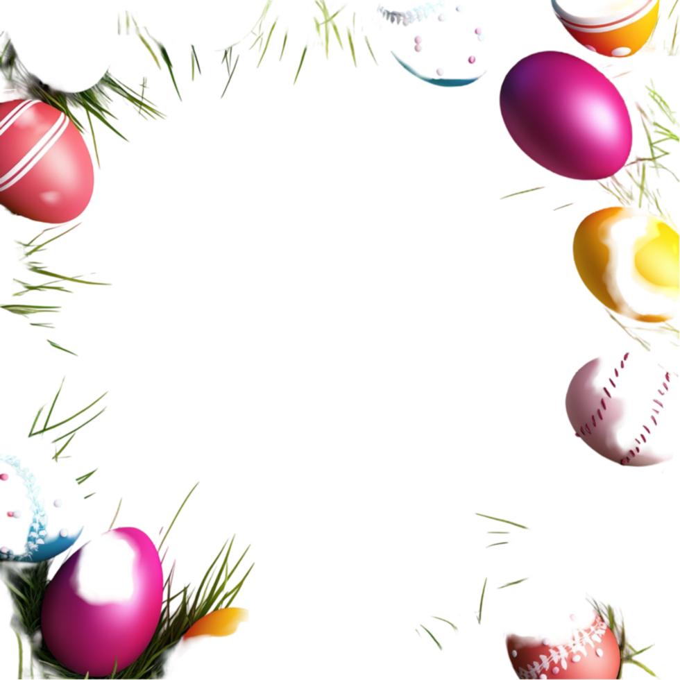 Multicolored Easter Eggs Wreath Frame on Transparent Background png