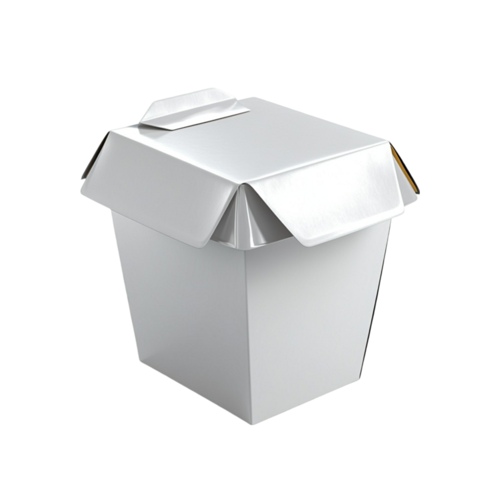 Minimalist White Takeout Food Box on Transparent Background png