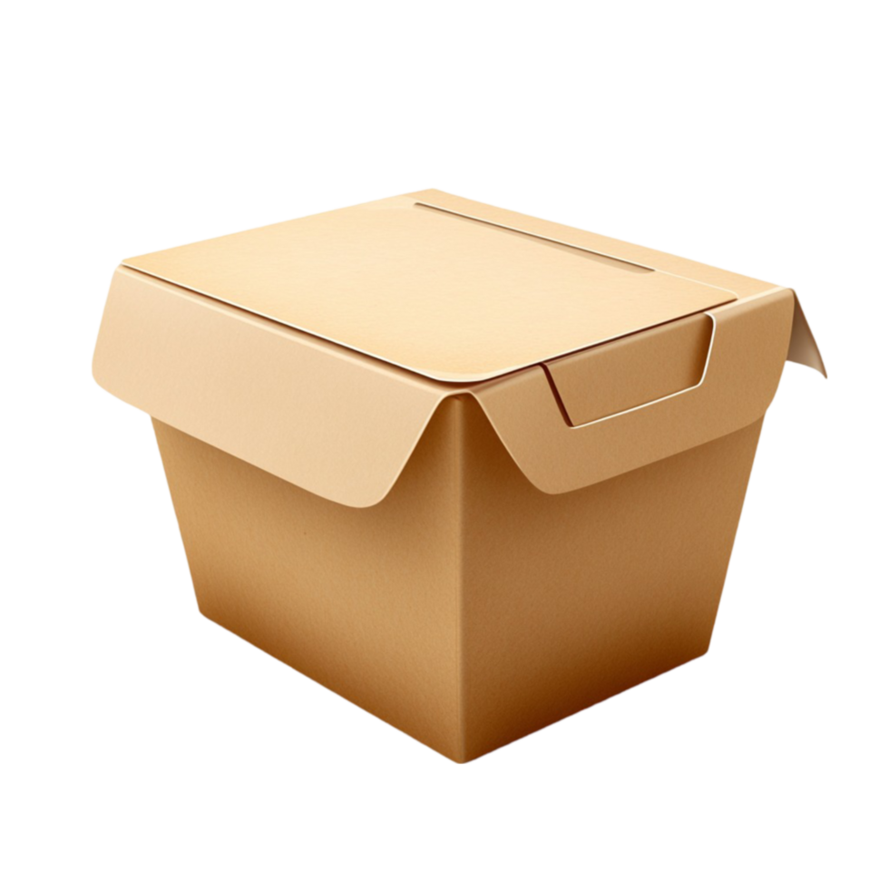 Brown Cardboard Takeaway Box on Transparent Background png
