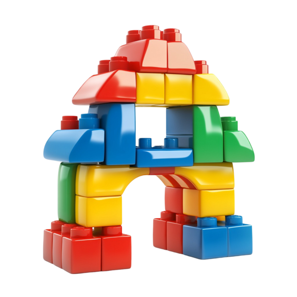 Colorful Building Blocks House on Transparent Background png