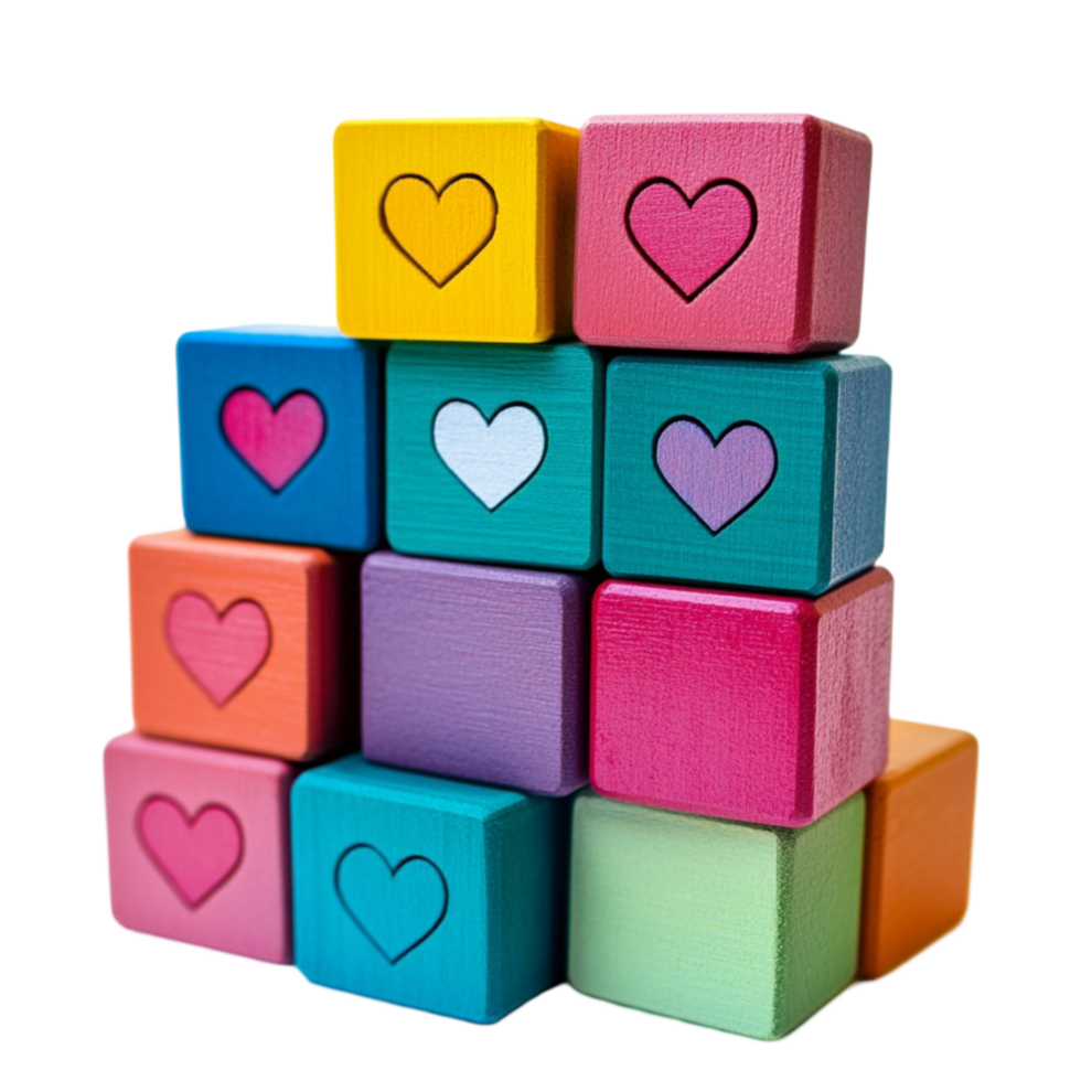 Lego Style Block Tower on Transparent Background png