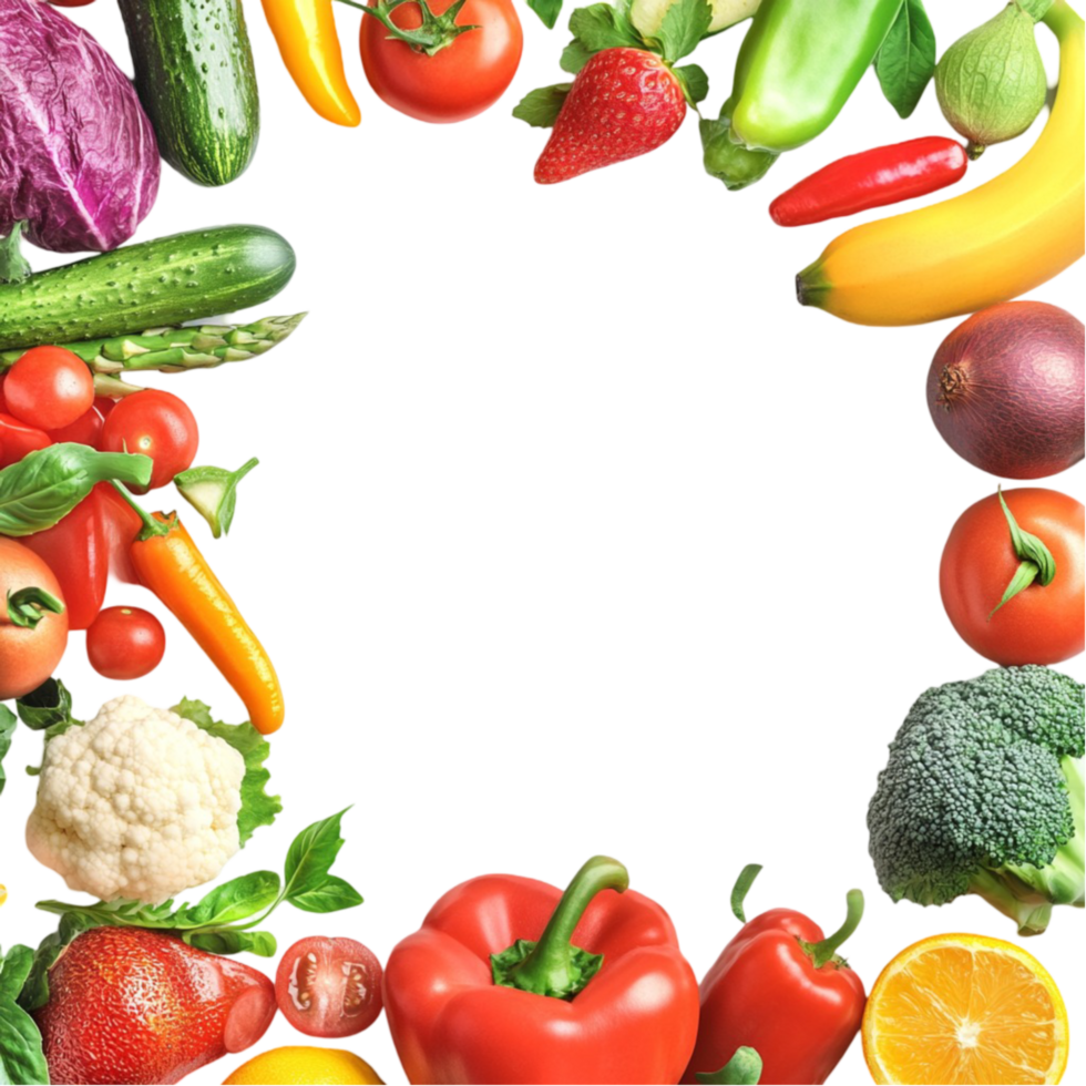 Assorted Vegetables Wreath Frame on Transparent Background png