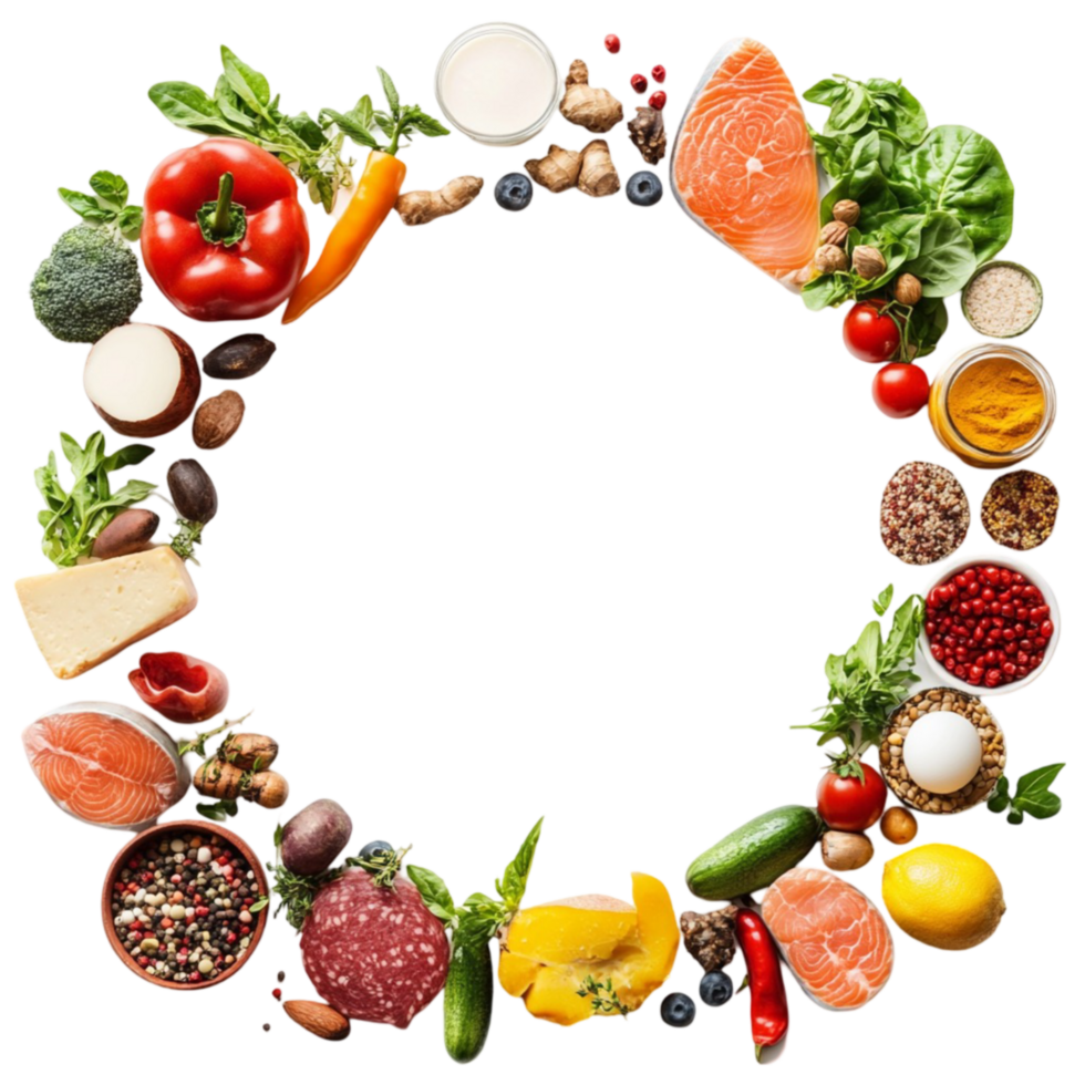 Circle Frame of Fresh Vegetables on Transparent Background png
